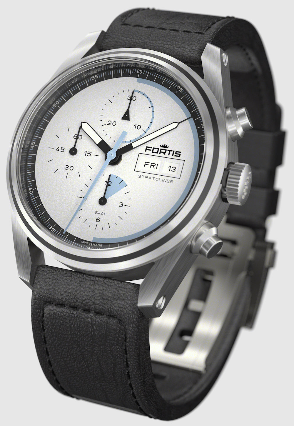 Fortis Stratoliner White Dust Aviator Strap Watch F2340014 Image 6