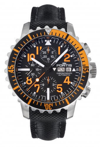 Fortis Watch Aquatis Marinemaster Chronograph Orange 671.19.49 LP Image 1