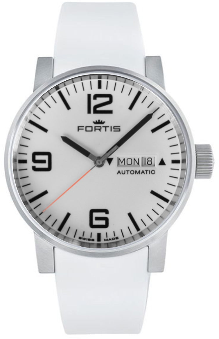 Fortis Watch Cosmonautis Spacematic Steel White 623.10.12 White Silicone Image 1
