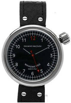 Giuliano Mazzuoli Manometro Polished Black Dial Right Crown MRP02N Black Strap Image 1