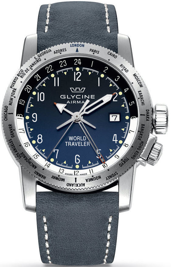 Glycine Watch Airman World Traveler 3939.18.LB8B Image 1