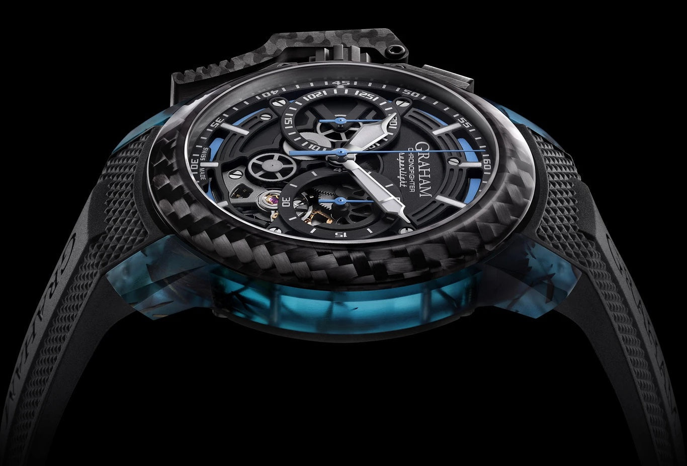 Graham Chronofighter Superlight Carbon Strip Skeleton Blue Watch 2CCCK.U01A Image 2