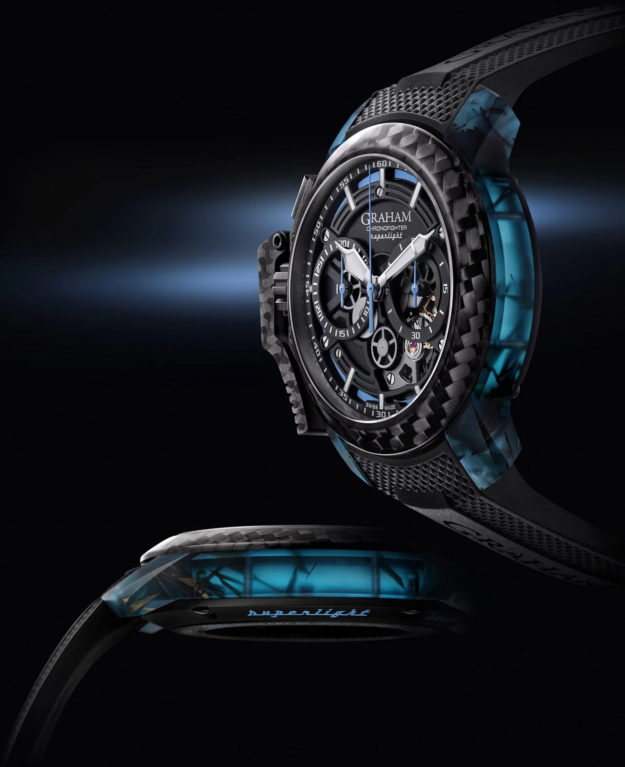Graham Chronofighter Superlight Carbon Strip Skeleton Blue Watch 2CCCK.U01A Image 4