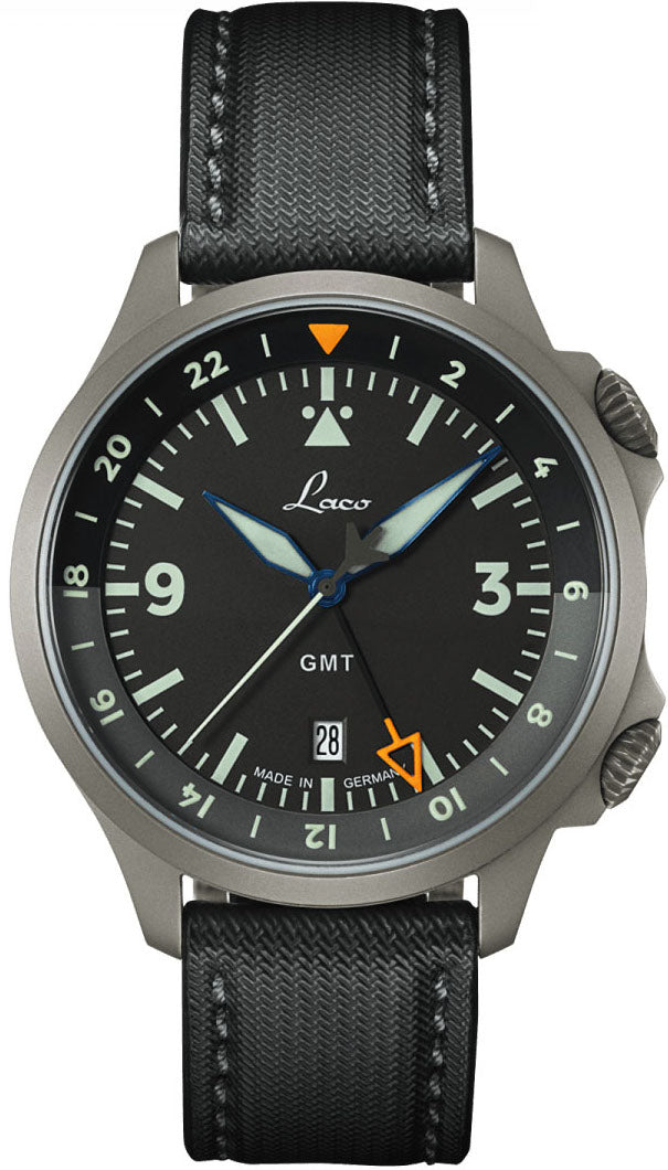 Laco Pilot Frankfurt GMT Schwarz Watch D LA-142 Image 1
