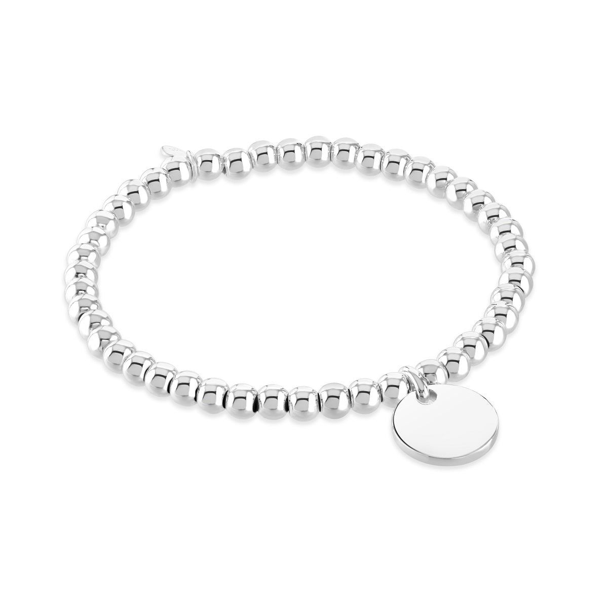 Little Star Sterling Silver Bead Disc Stretch Bracelet LSB0389