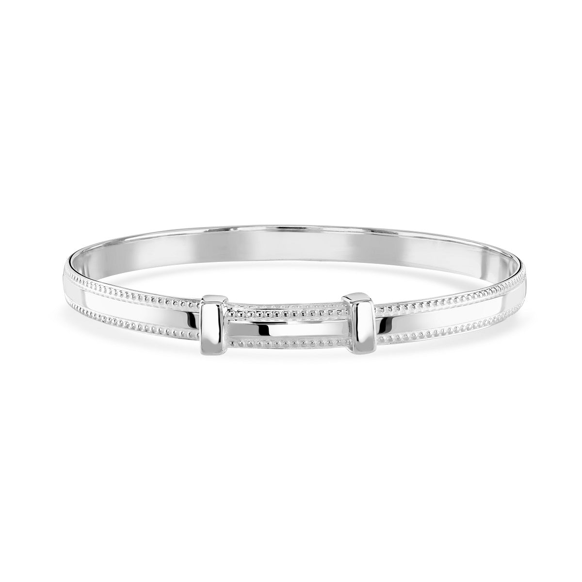 Little Star Sterling Silver Bead Edge Adjustable Baby Bangle LSB0398
