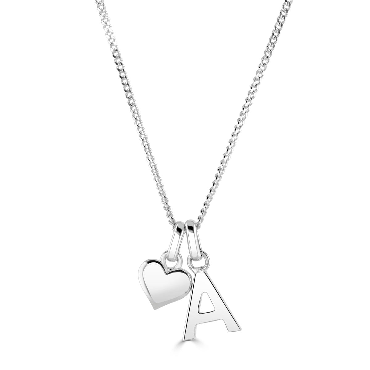 Little Star Sterling Silver Heart Alphabet Letter Customisable Pendant LSC0387