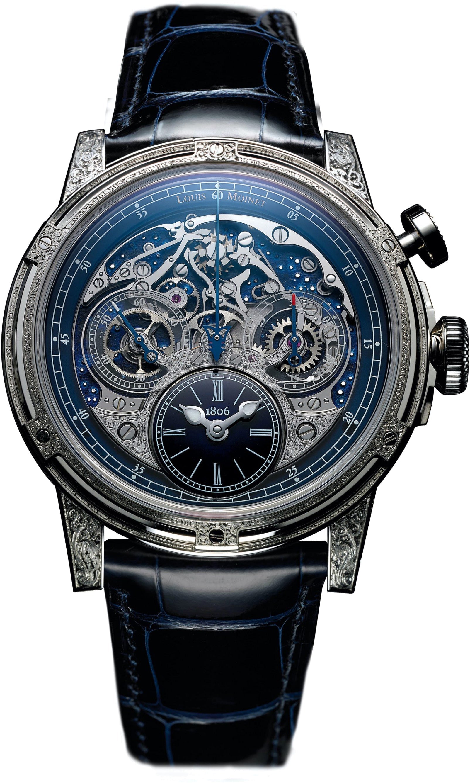Louis Moinet MemOris Red Eclipse White Gold Hand Engraved Limited Edition Watch LM-54.71.21 Image 1