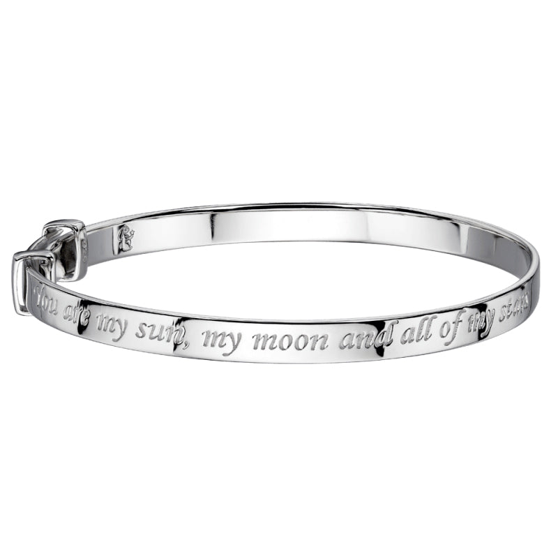 Little Star Sterling Silver Luna Childs Christening Bangle LSB0103