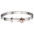 Little Star Sterling Silver Rose Gold Plated Fleur Heart Baby Bangle LSB0212