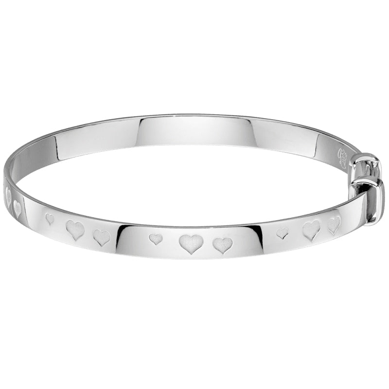Little Star Sterling Silver Mirai Heart Pattern Baby Bangle LSB0309