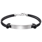 Little Star Sterling Silver Leather Loic Mens ID Tag Bracelet LSB0348