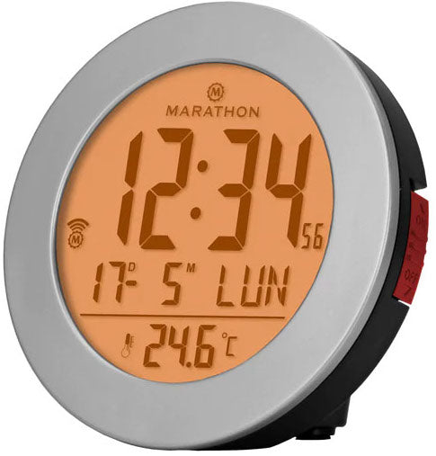 Marathon Clock Atomic Alarm silver CL030078-GG-RD-EU1 Image 1