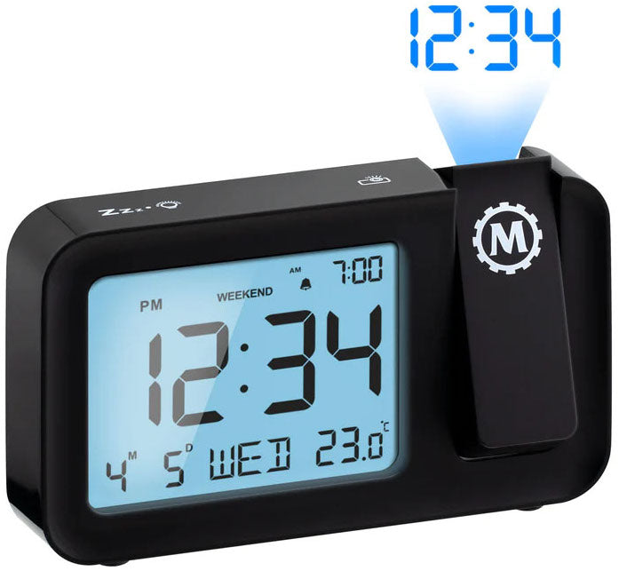 Marathon Clock Ceiling Projection Alarm Display Date Temperature. Includes USB Power Cable CL030086-BK-BL-EU1 Image 1