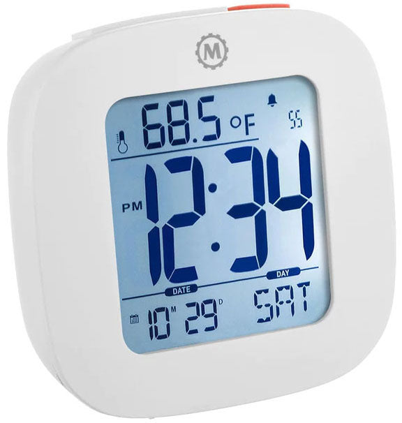 Marathon Clock Compact Alarm Temperature & Date White CL030058-WH-00-NA Image 1