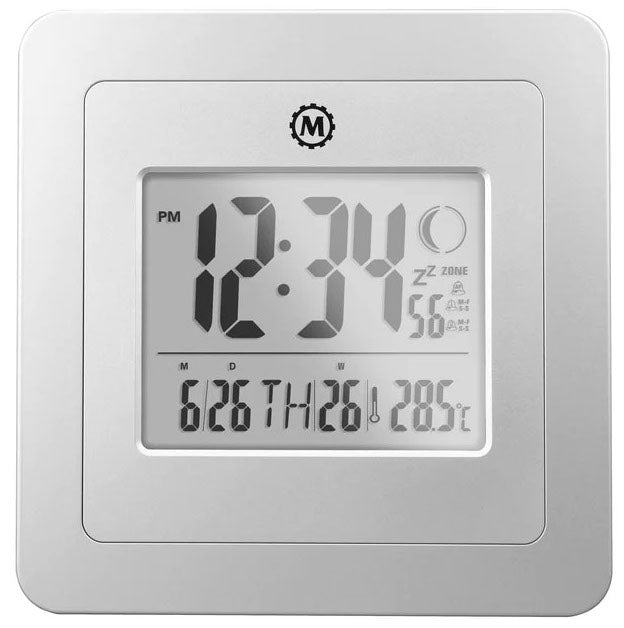 Marathon Clock Digital Wall Day Date Temperature Alarm & Moon Phase Graphite Grey CL030049-GG-00-NA Image 1