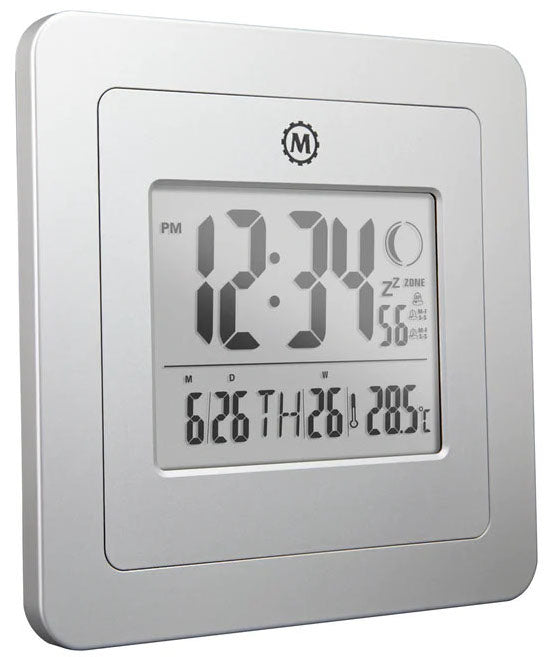 Marathon Clock Digital Wall Day Date Temperature Alarm & Moon Phase Graphite Grey CL030049-GG-00-NA Image 2