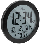 Marathon Clock Round Digital Wall Date and Temperature Black Steel CL030069-BS-00-EU1 Image 1