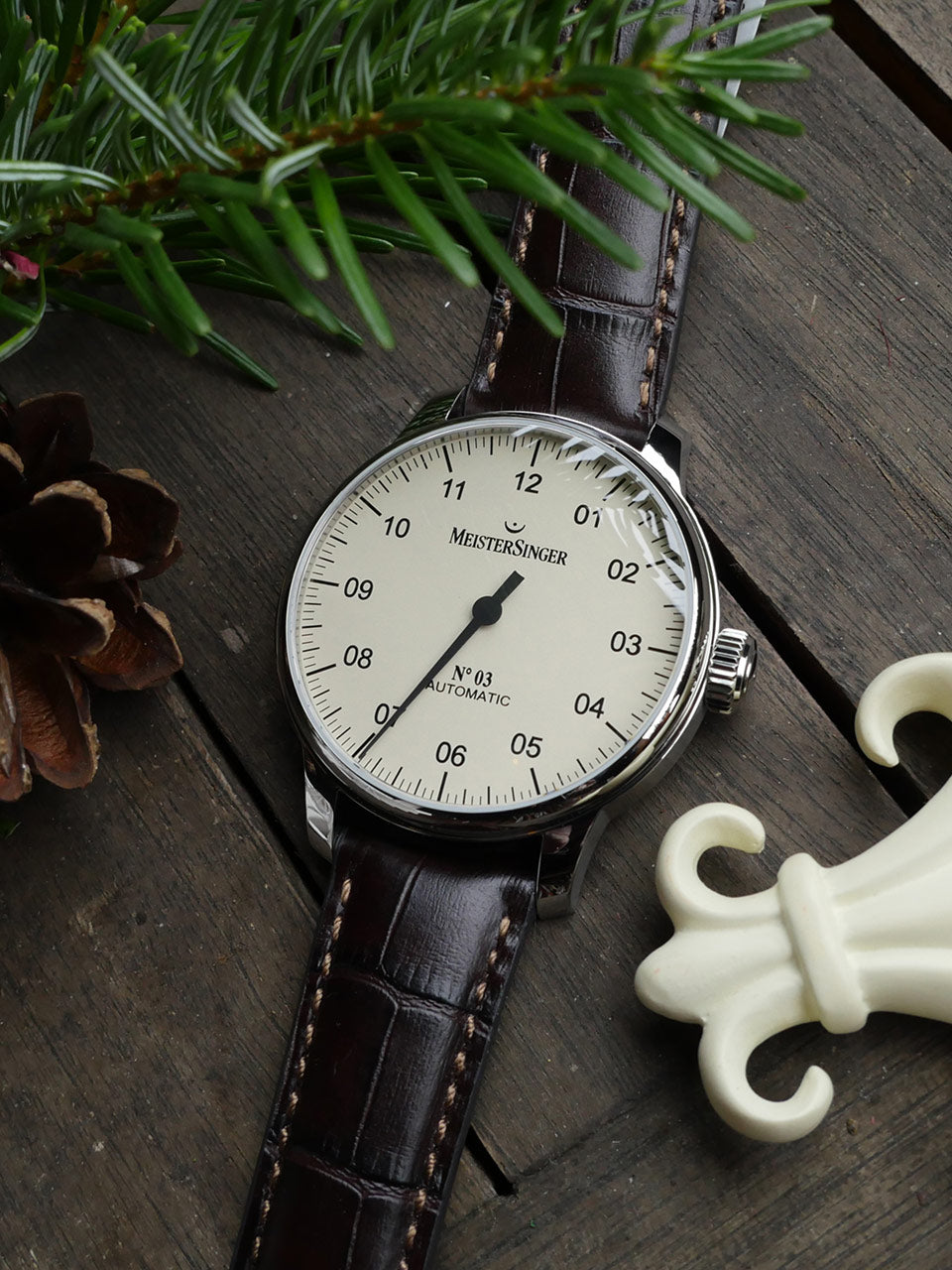 MeisterSinger N. 03 Watch AM903 Croco Print Brown Image 4