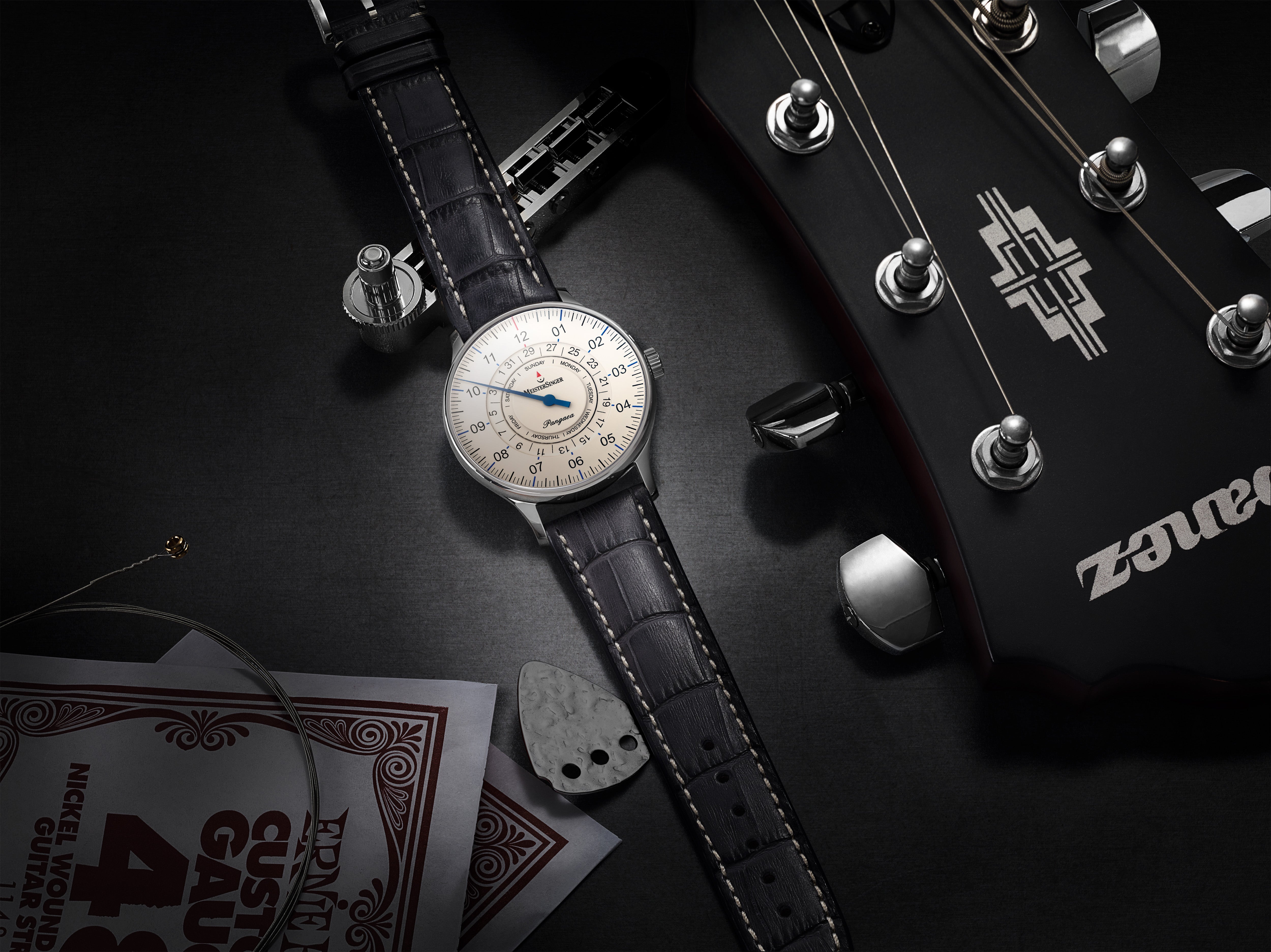 MeisterSinger Pangaea Day Date Watch PDD903 Croco Print Black Image 3