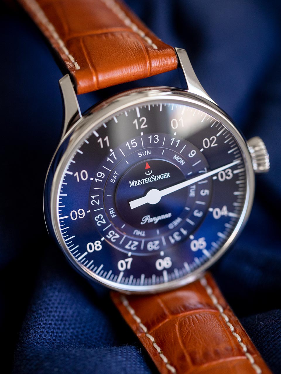 MeisterSinger Pangaea Day Date Watch PDD908 Croco Print Cognac Image 4