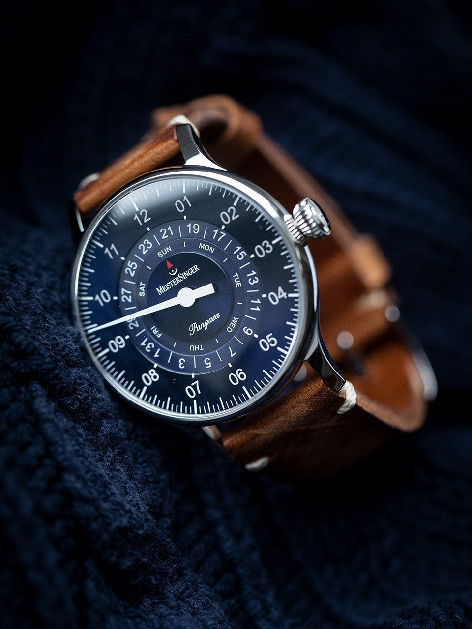 MeisterSinger Pangaea Day Date Watch PDD908 Croco Print Cognac Image 6