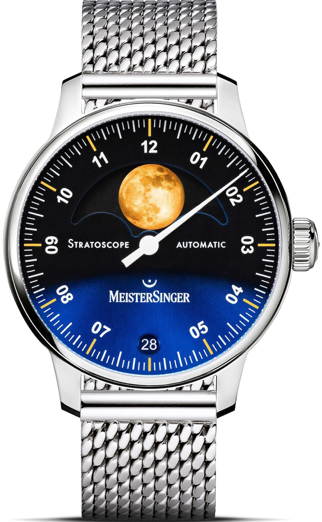 MeisterSinger Stratoscope Golden Moon Milanaise Bracelet Watch ST982G - MIL20 Image 1