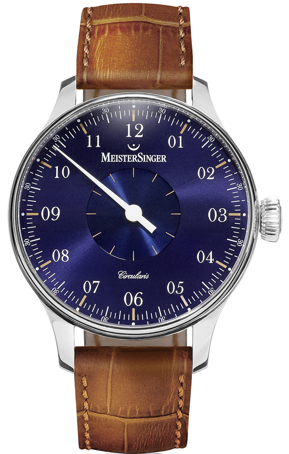 MeisterSinger Watch Circularis Blue CC108 Cognac Strap Image 1