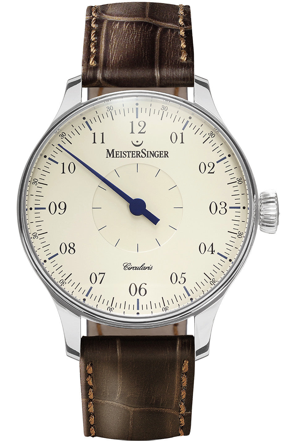 MeisterSinger Watch Circularis Cream CC103 Dark Brown Strap Image 1