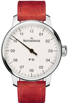 MeisterSinger Watch N. 01 Silver White DM301 Suede Red Image 1