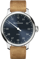 MeisterSinger Watch N. 01 Sunburst Blue DM317 Suede Cognac Image 1