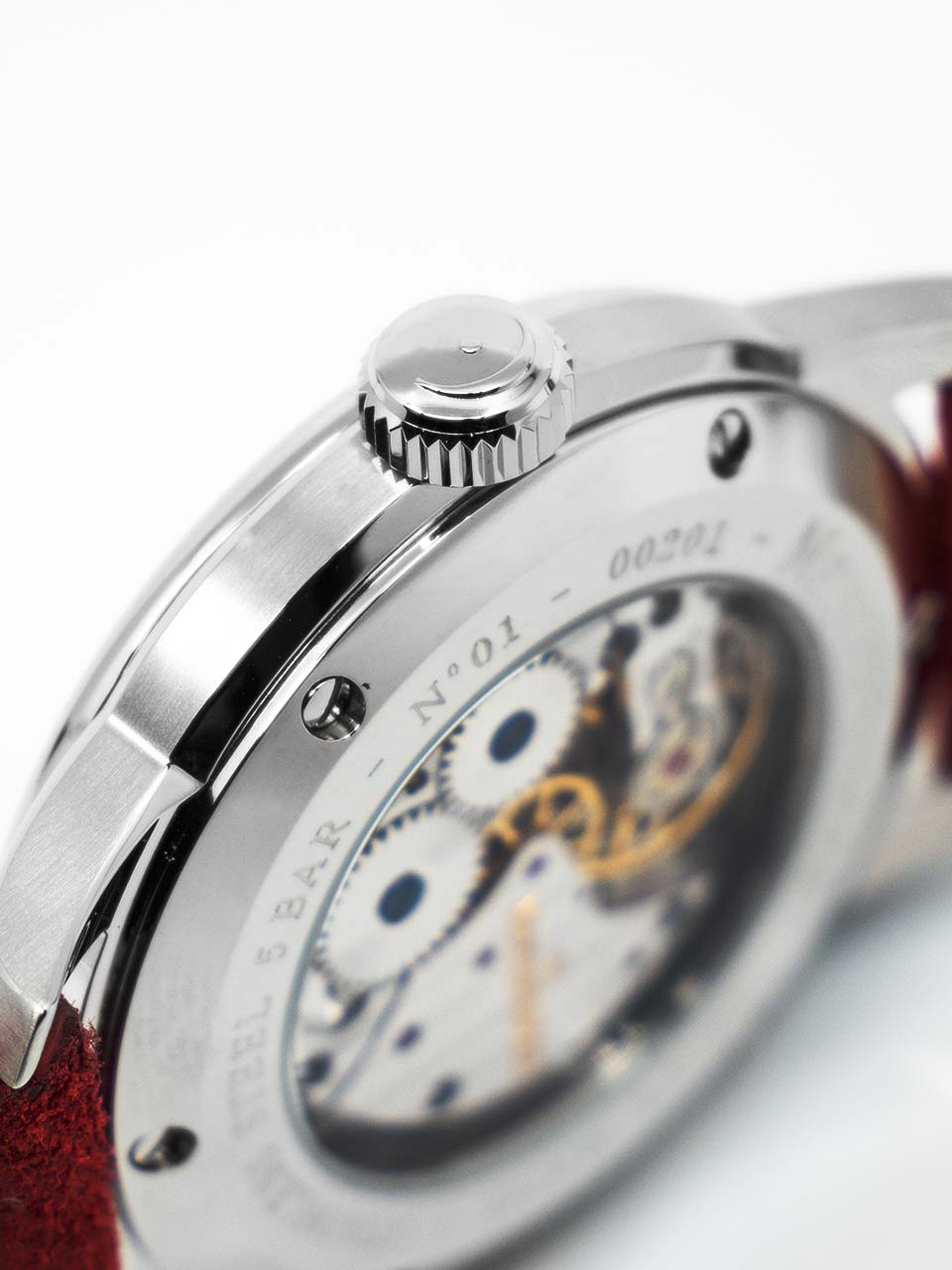 MeisterSinger Watch N. 01 Sunburst Blue DM317 Suede Cognac Image 3