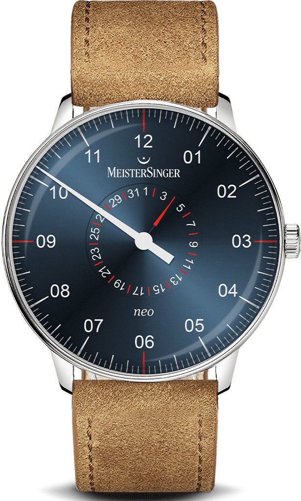 MeisterSinger Watch Neo Plus Pointer Date NED417 Suede Leather Cognac Image 1