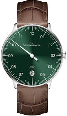 MeisterSinger Watch Neo Sunburst Green NE909N Brown Croc Leather Image 1