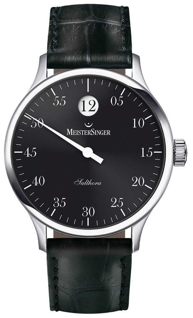 MeisterSinger Watch Salthora Jumping Hour SH907 Croco Print Black Image 1