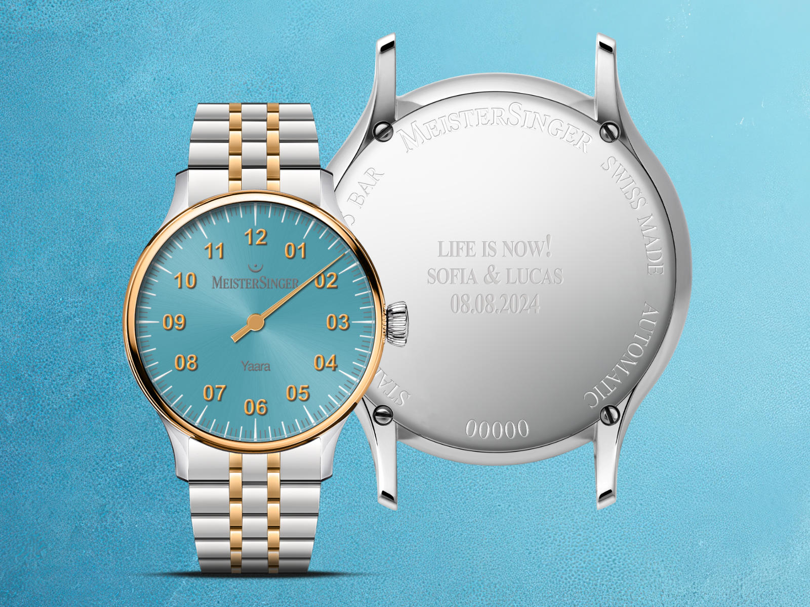 MeisterSinger Yaara Ice Blue Gold Watch YA914G Image 4
