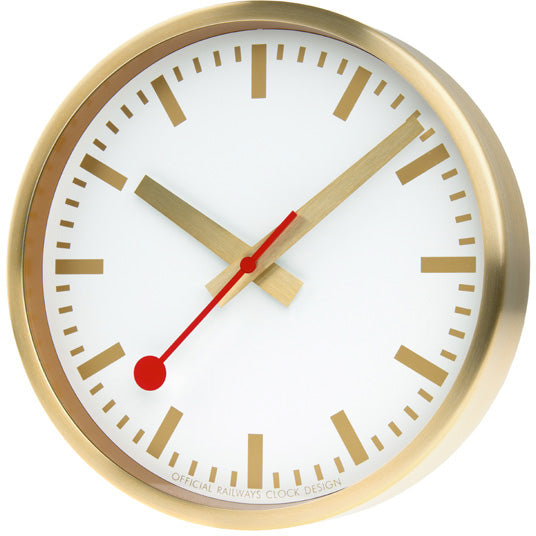 Mondaine Clock Pure Edition Aluminium Brushed Gold A990.CLOCK.17SBG Image 1