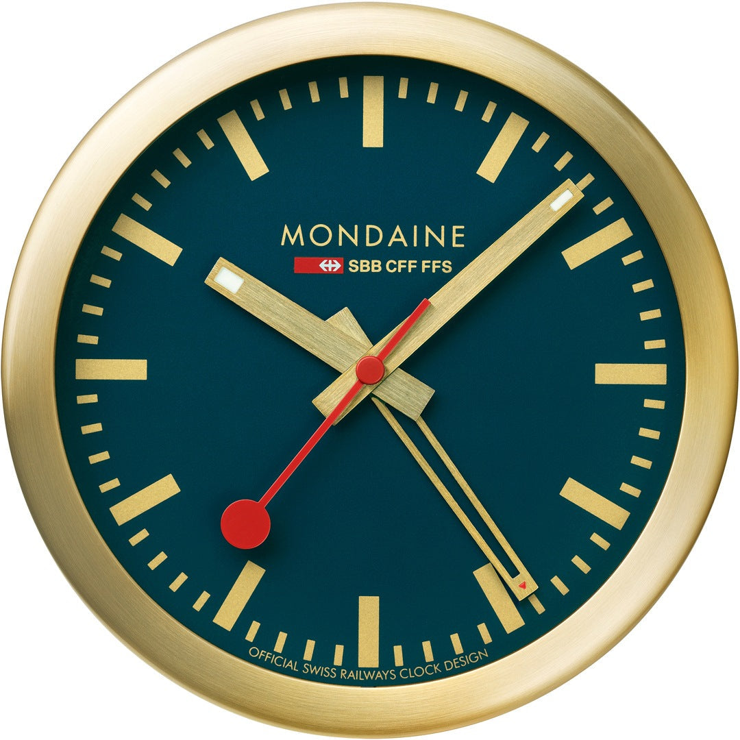 Mondaine Clock Wall & Table Alarm Blue Brushed Gold A997.MCAL.46SBG Image 1