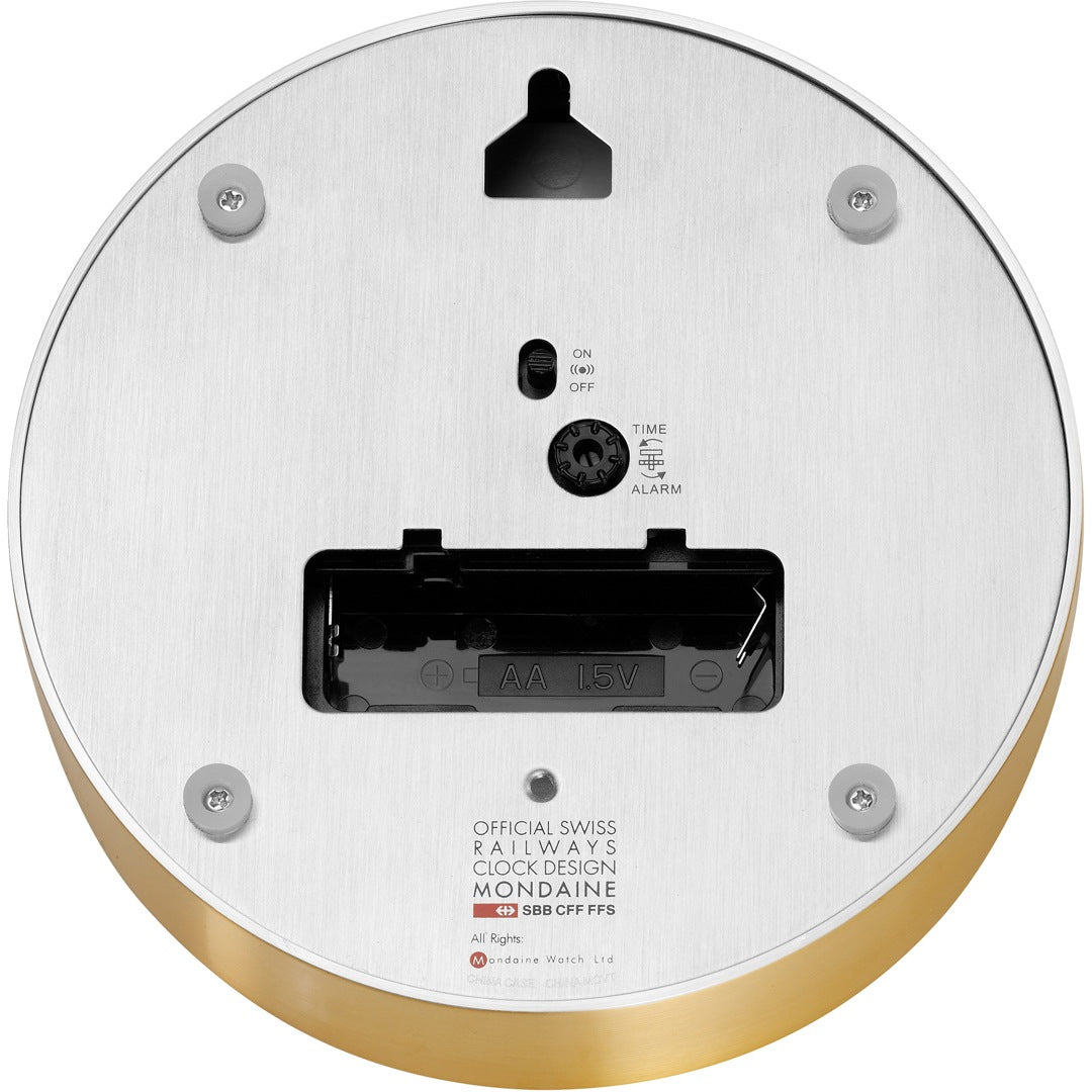 Mondaine Clock Wall & Table Alarm Blue Brushed Gold A997.MCAL.46SBG Image 2