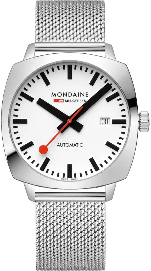 Mondaine Cushion Automatic White Bracelet Watch MDN-501 Image 3