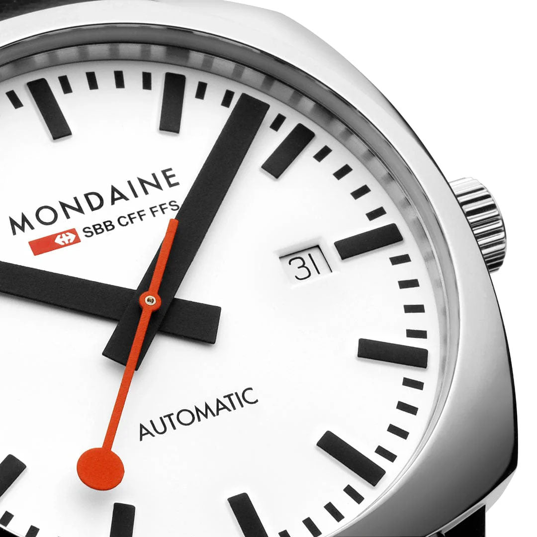 Mondaine Cushion Automatic White Watch MDN-500 Image 6