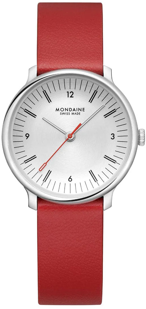Mondaine Doppio 33mm Red Vegan Grape Leather Watch MDN-516 Image 1