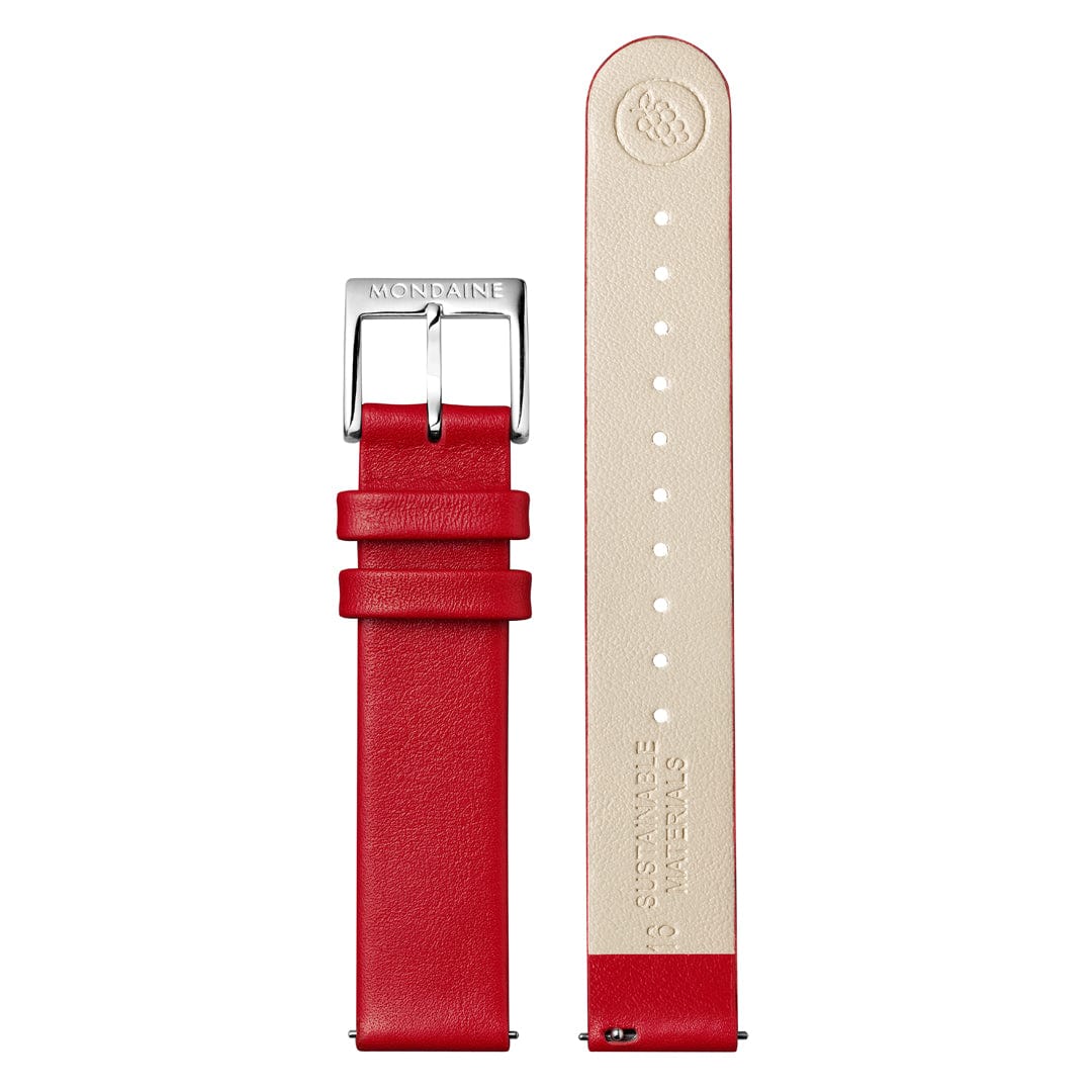 Mondaine Doppio 33mm Red Vegan Grape Leather Watch MDN-516 Image 8