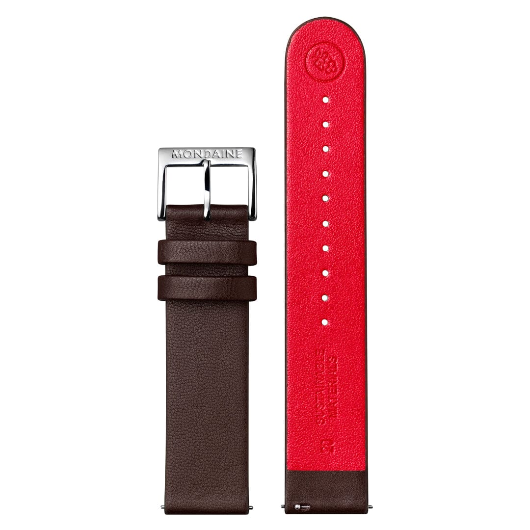 Mondaine Doppio 41mm Brown Vegan Grape Leather Watch MDN-518 Image 6