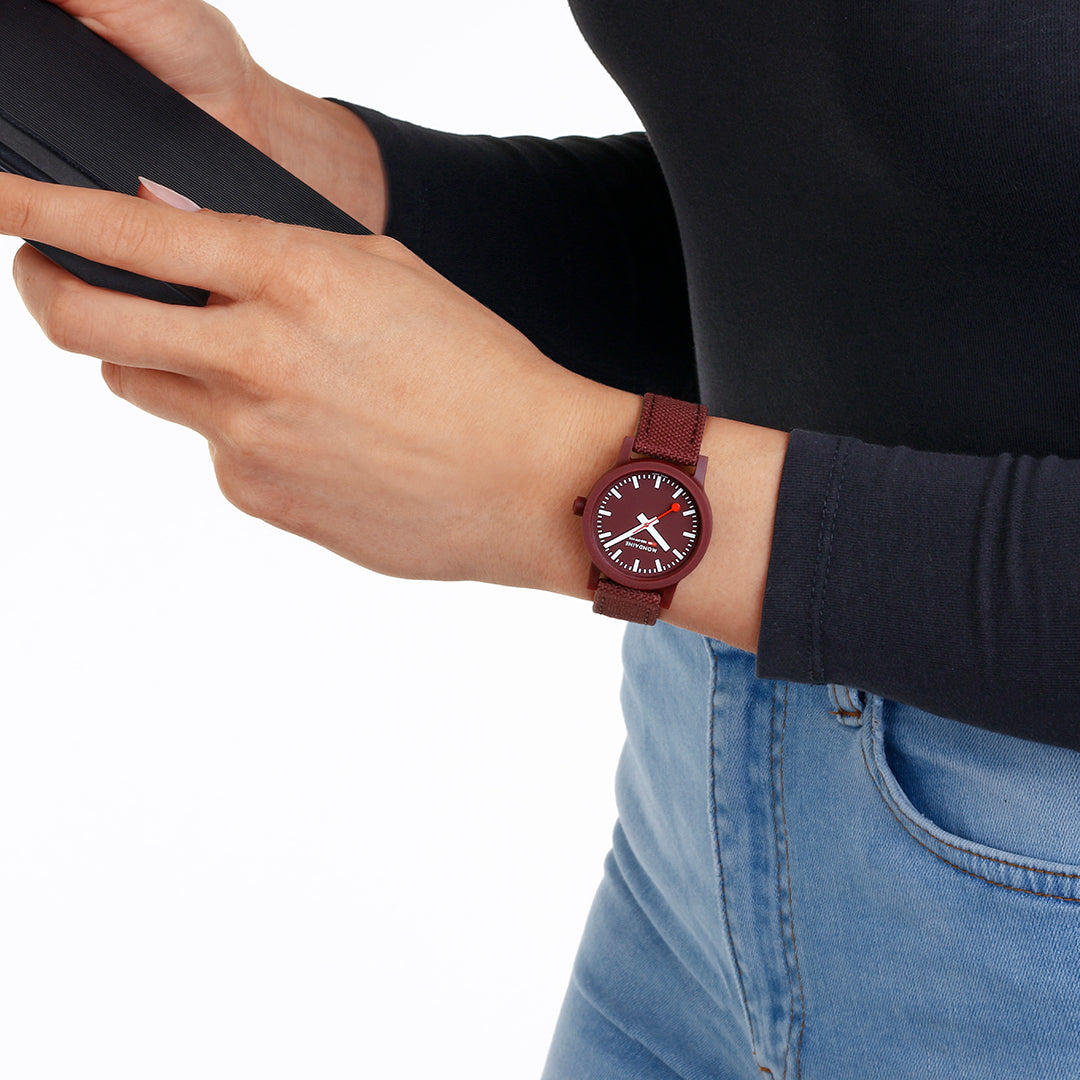 Mondaine Essence Dark Cherry Textile Watch MS1.32130.LC Image 6