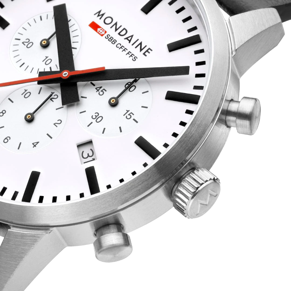 Mondaine Neo 41mm Black Vegan Grape Leather Watch MSD.41411.LBV Image 3