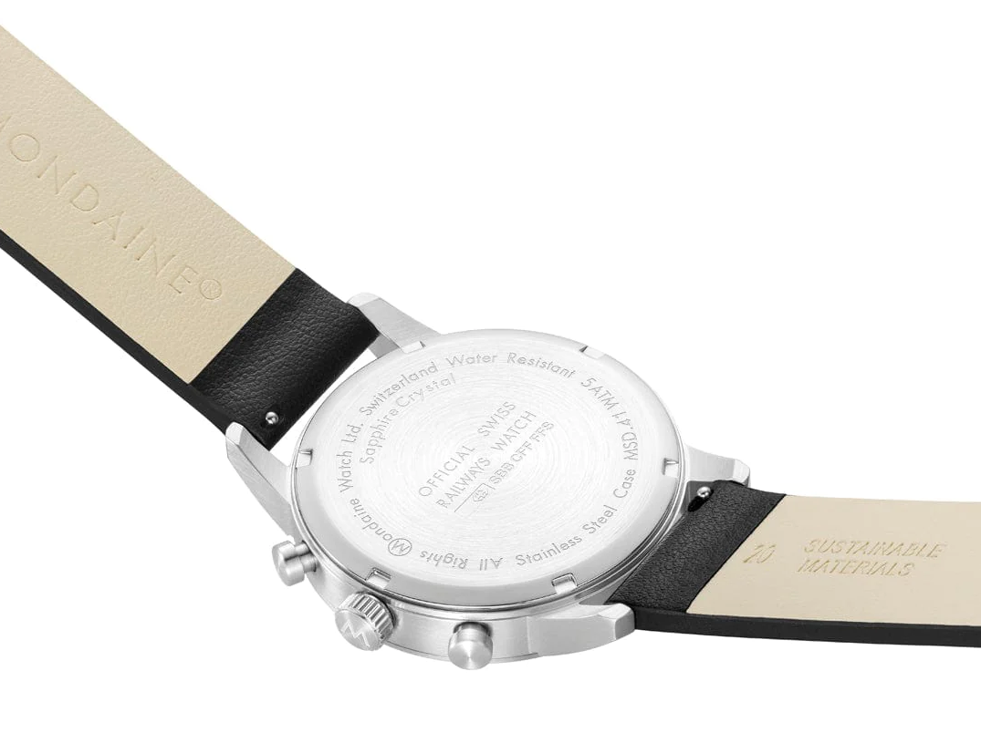 Mondaine Neo 41mm Black Vegan Grape Leather Watch MSD.41411.LBV Image 4