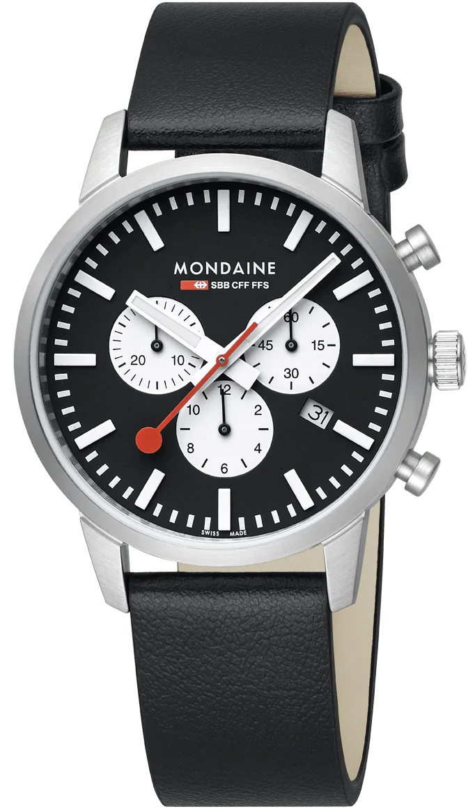 Mondaine Neo 41mm Black Vegan Grape Leather Watch MSD.41420.LBV Image 1