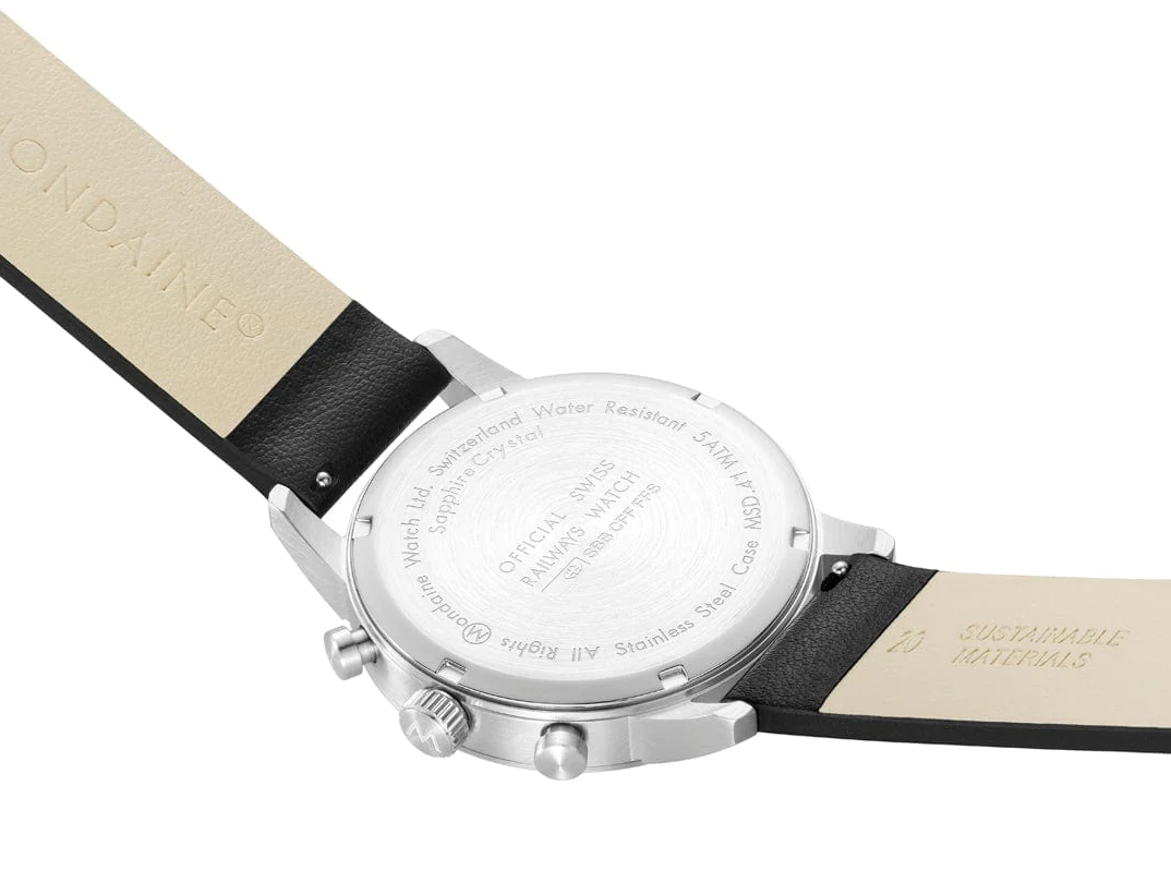 Mondaine Neo 41mm Black Vegan Grape Leather Watch MSD.41420.LBV Image 3