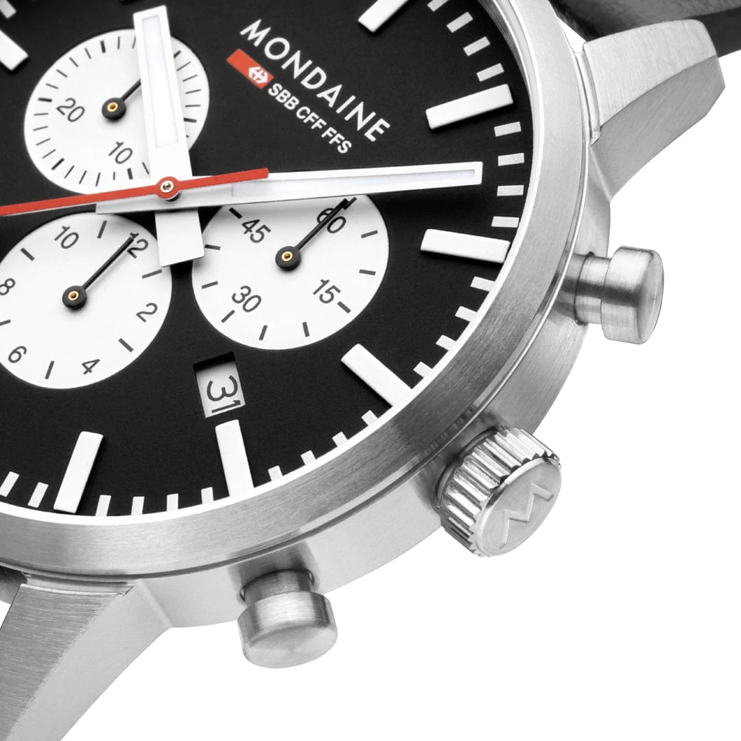 Mondaine Neo 41mm Black Vegan Grape Leather Watch MSD.41420.LBV Image 4